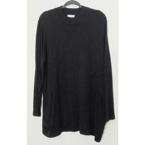 Joan Rivers Sweater Women's Size XL Black Mock Neck Scoop Pockets Pre-owned